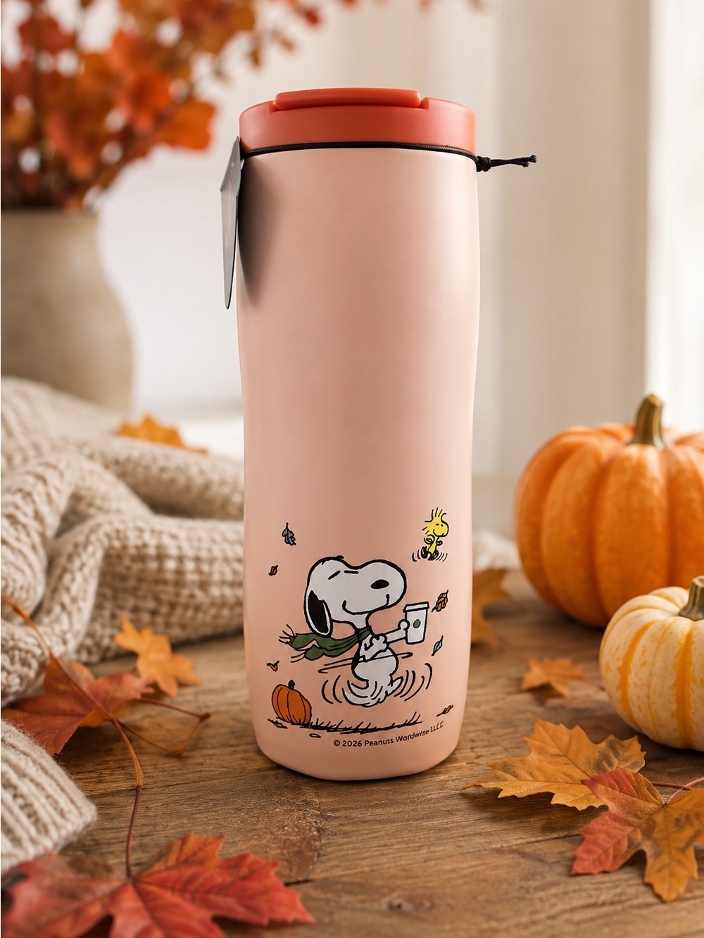 NEW! Starbucks Snoopy & Woodstock Tumbler with keychain